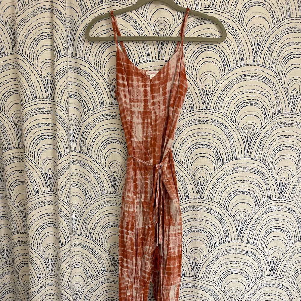 “Xhilaration” Tie-Dye Jumpsuit with Removable Tassle Belt